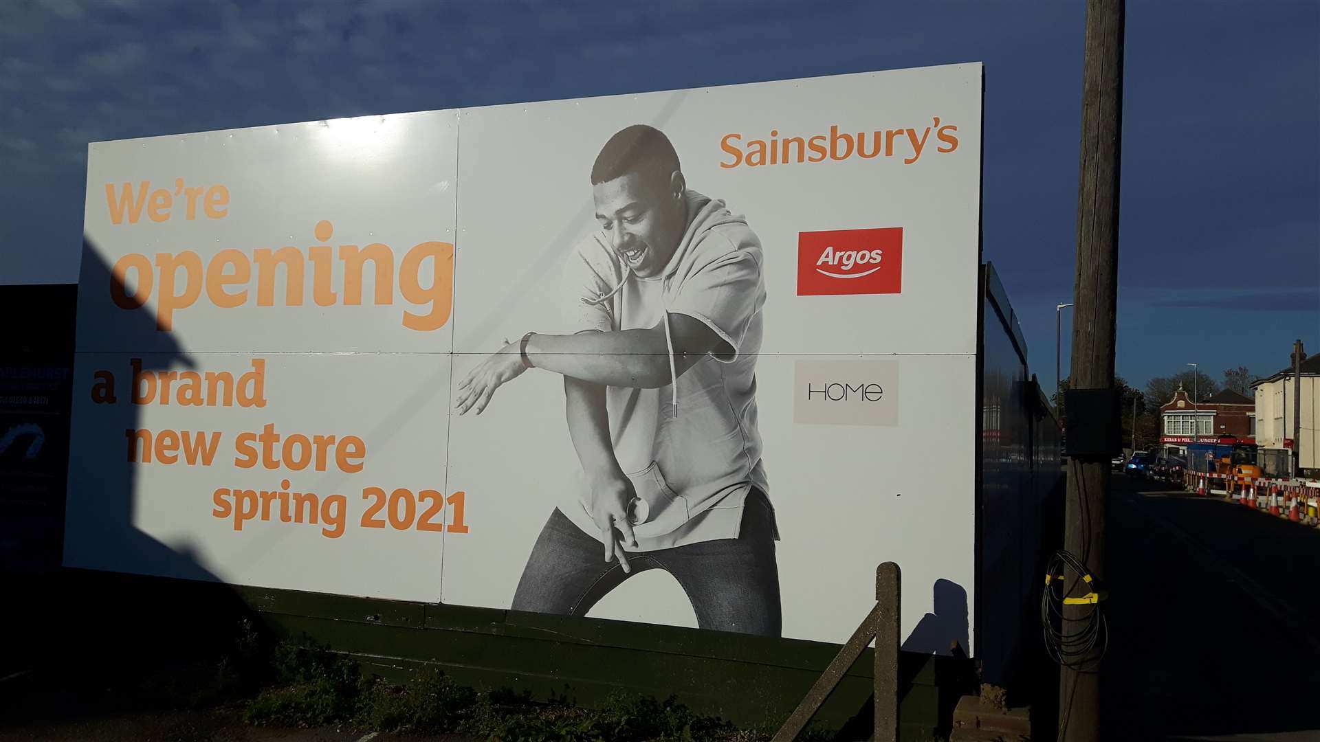 A billboard outside the construction site for the new Sainsburys in Staplehurst
