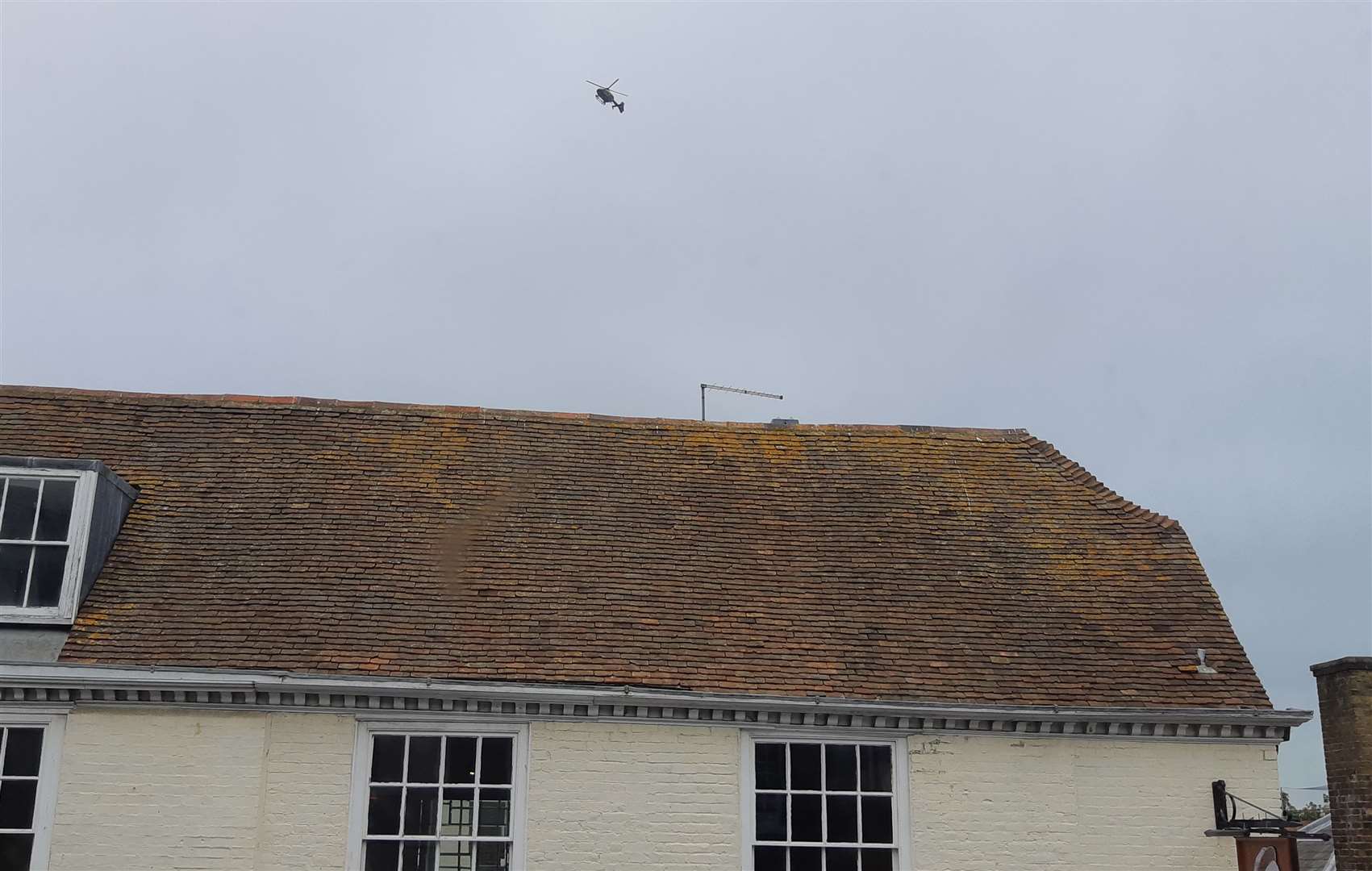 The helicopter hover above Sir Norman Wisdom pub in Deal