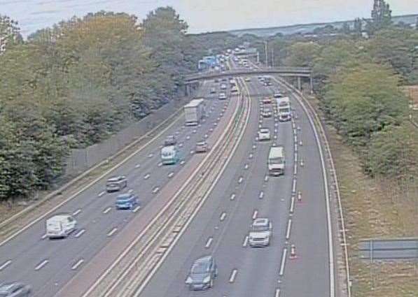 Traffic is said to be ‘coping well’ on the M20 coastbound after vehicle fire closed a lane. Picture: National Highways