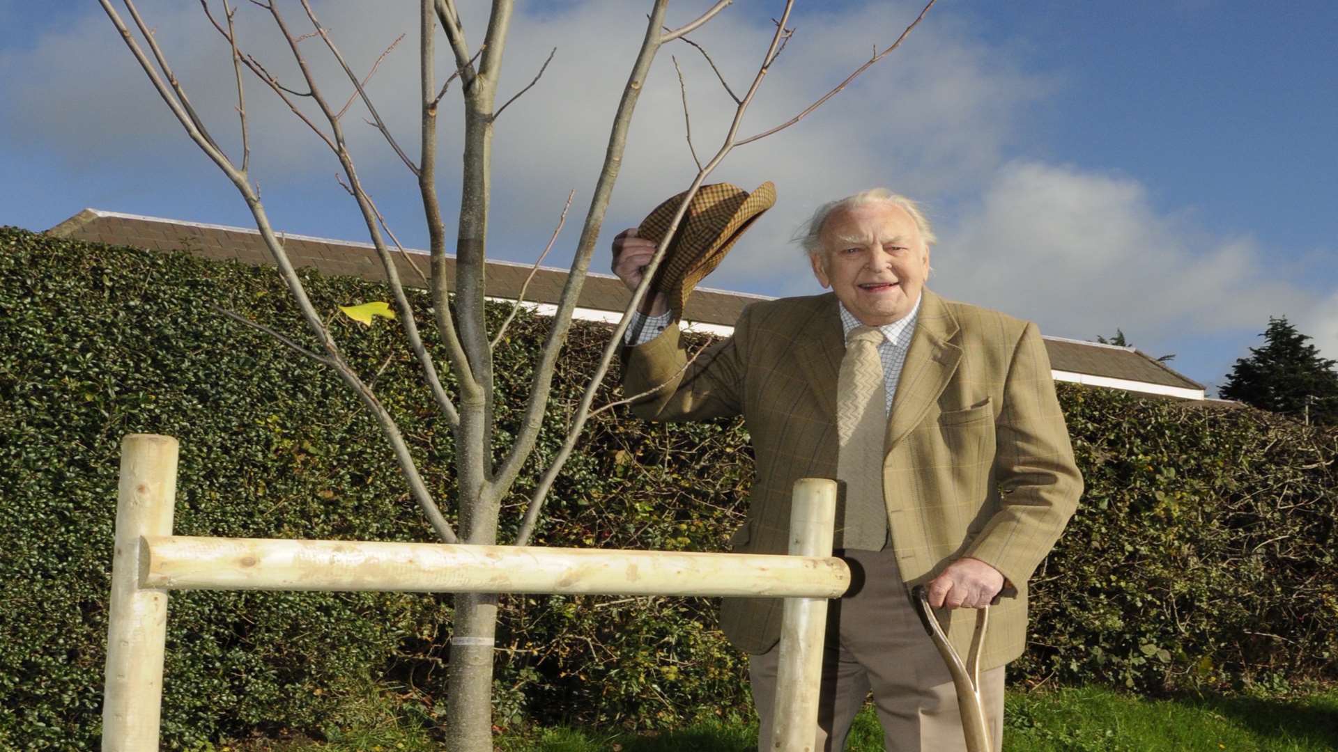 Sir Donald Sinden helped plant the tree Picture: Paul Amos