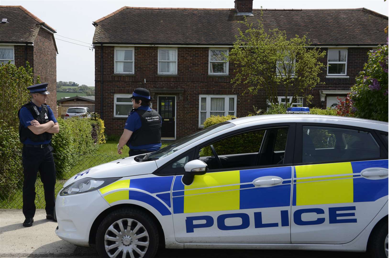 Police outside the home of Mariola Cudworth in Mill Lane, Eastry