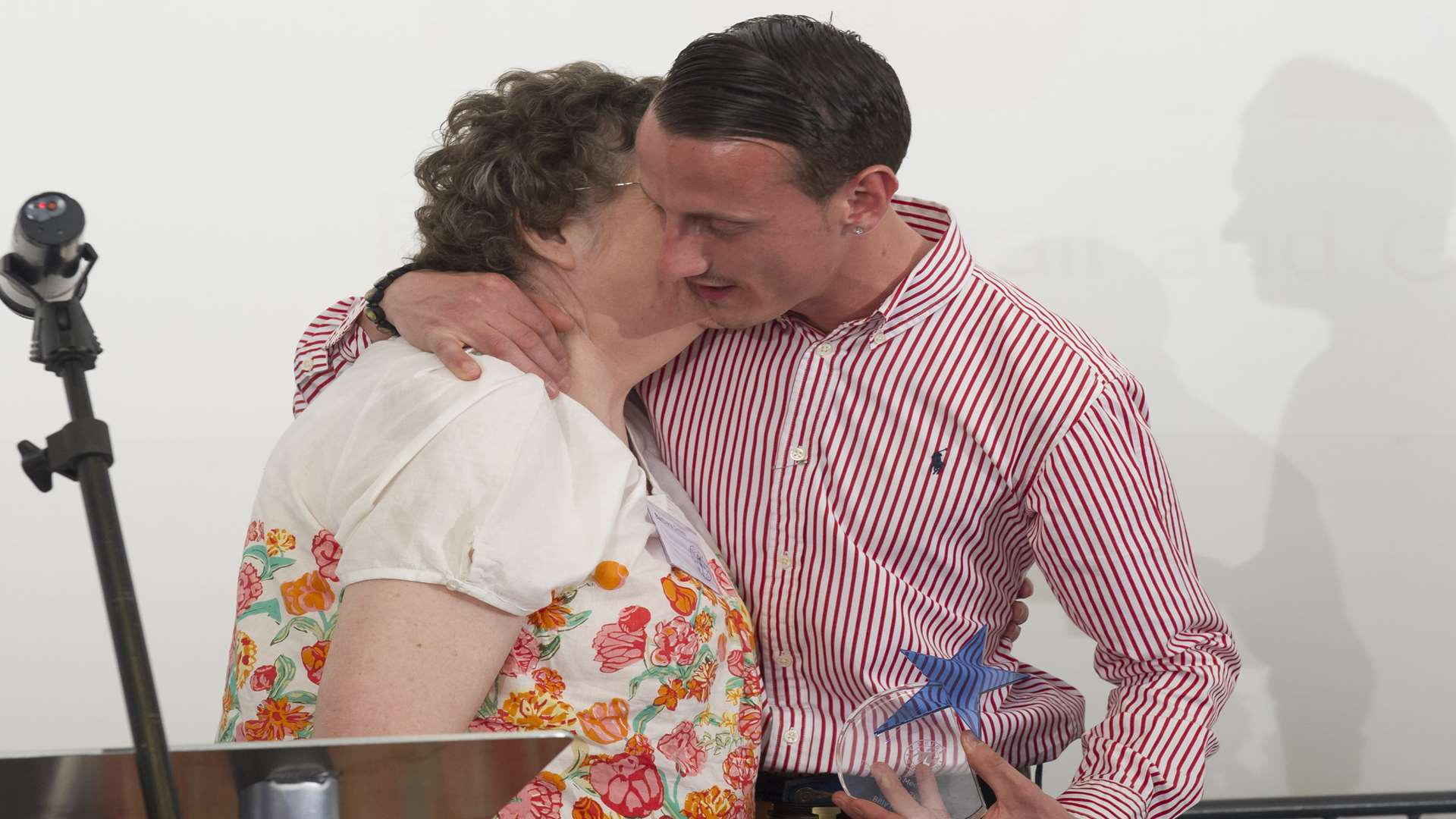 Barbara Smith is embraced by Pride in Medway winner Billy McPhail, who almost certainly saved her life. Picture: Andy Payton