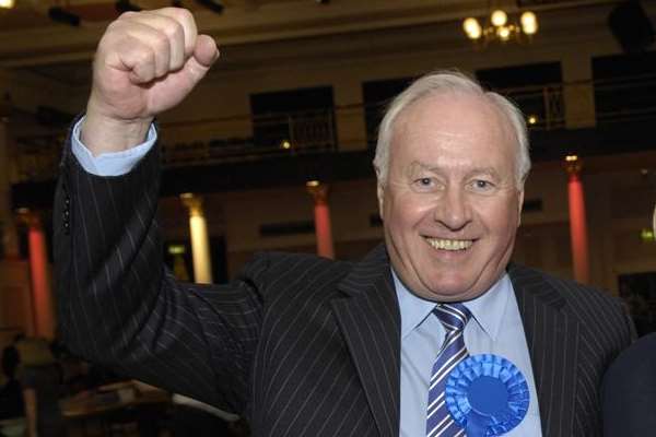 Happier times for council leader David Monk at the count of the 2011 district council elections