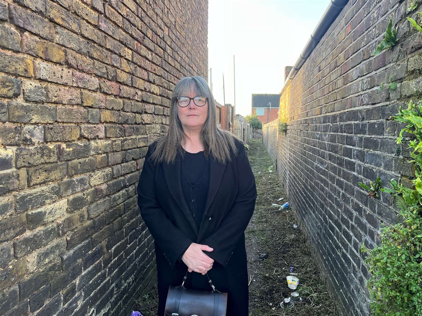 Carol Vaughan down one of the alleyways of Sheerness. Picture: Megan Carr