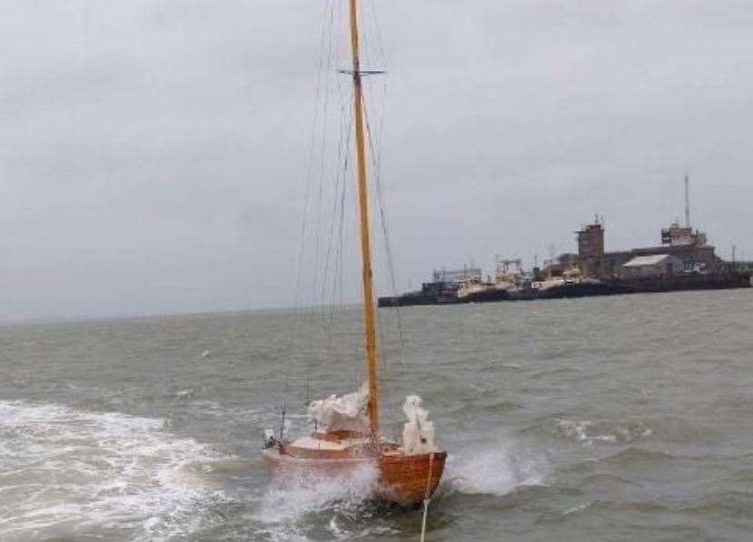 RNLI Sheerness saved two people on board the vessel. Picture: RNLI Sheerness