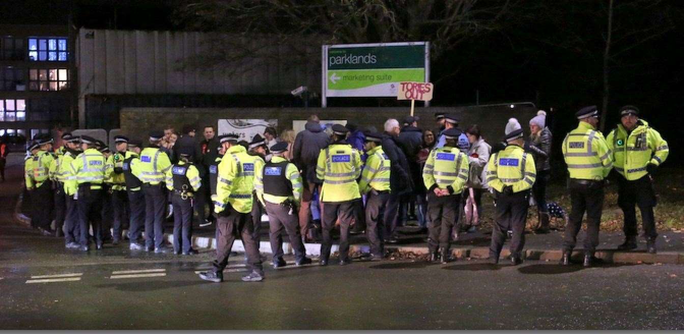 Police outside Maidstone sutdios ahead of the leaders TV debate. Picture: UKNIP