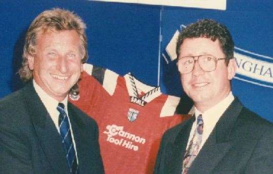 Tony Smith with current director Paul Scally when control of the club changed hands