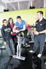 Medway Messenger reporters with Virgin Active trainer Damian Coates
