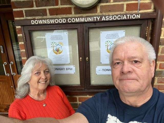 Diane and John Everett from the Downswood Community Association preparing for the residents' forum.