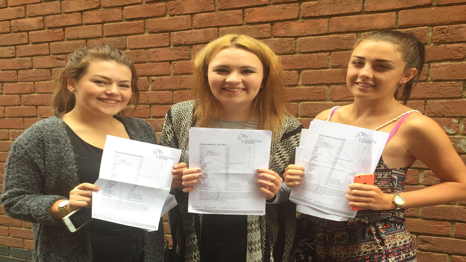 Ebony Gibbs, Lily Allen and Hannah Cory are all staying at Sandwich Technology School to do their A-Levels