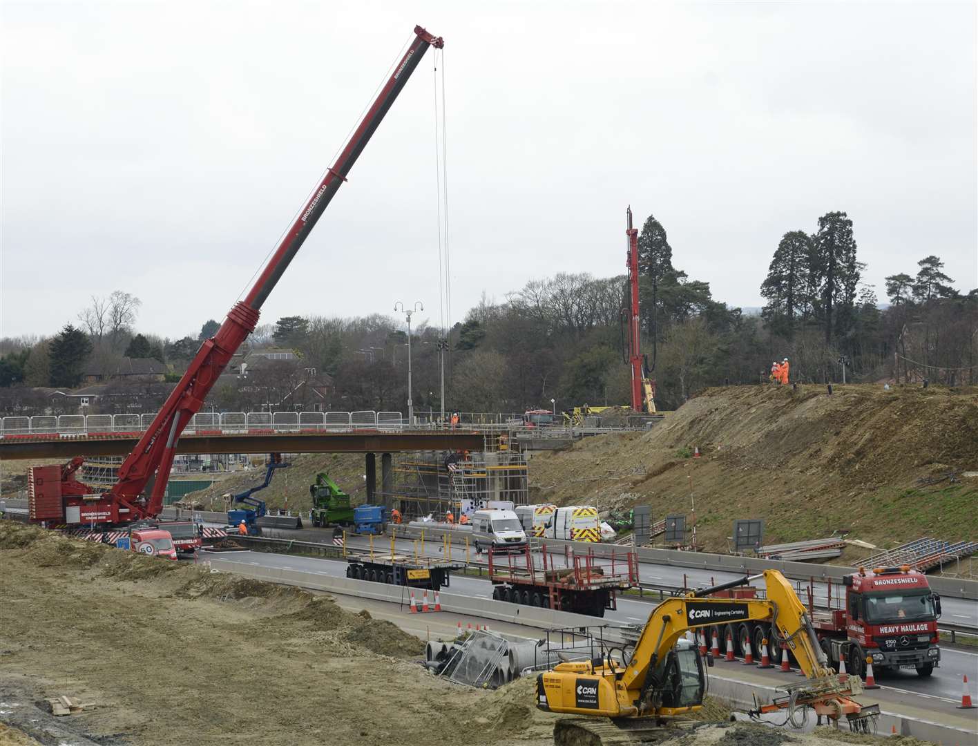 The east interchange bridge is already in - the west bridge will be installed this weekend. Picture: Paul Amos