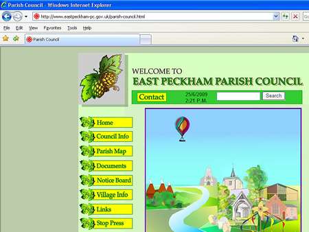 A screen shot of East Peckham parish council's website