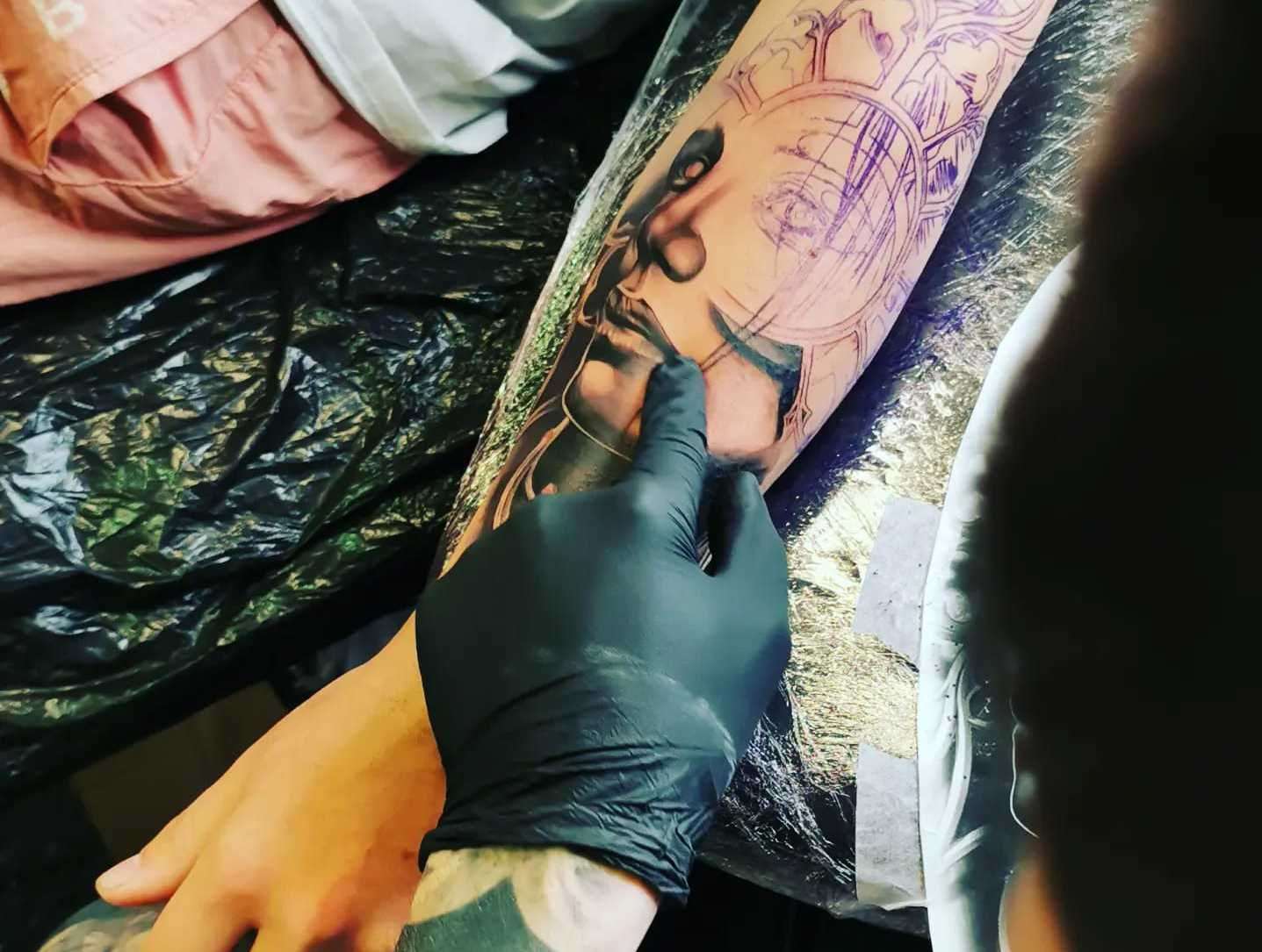 Visitors can get new tattoos at the convention or book future tattoos with artists. Picture: Maidstone Tattoo Extravaganza