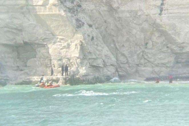 Three people were cut off by the tide and rescued by RNLI at Dover. Picture: Dover RNLI Lifeboat Station