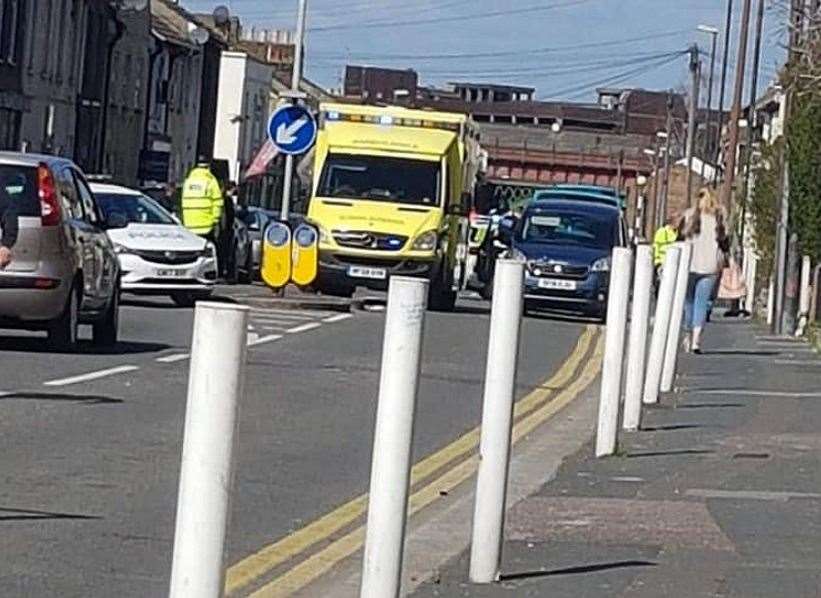 One man was taken to hospital following a crash in Luton Road. Pic - Helen Edwards via Facebook (8043930)
