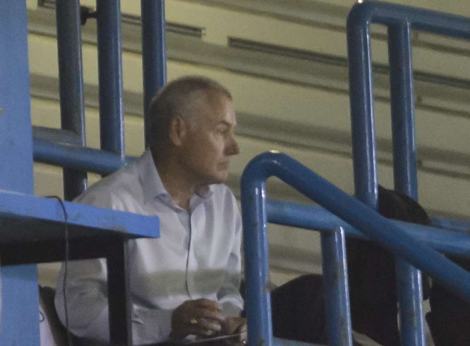 Peter Taylor watches Tuesday's game against Scunthorpe from the back of the main stand. Picture: Andy Payton