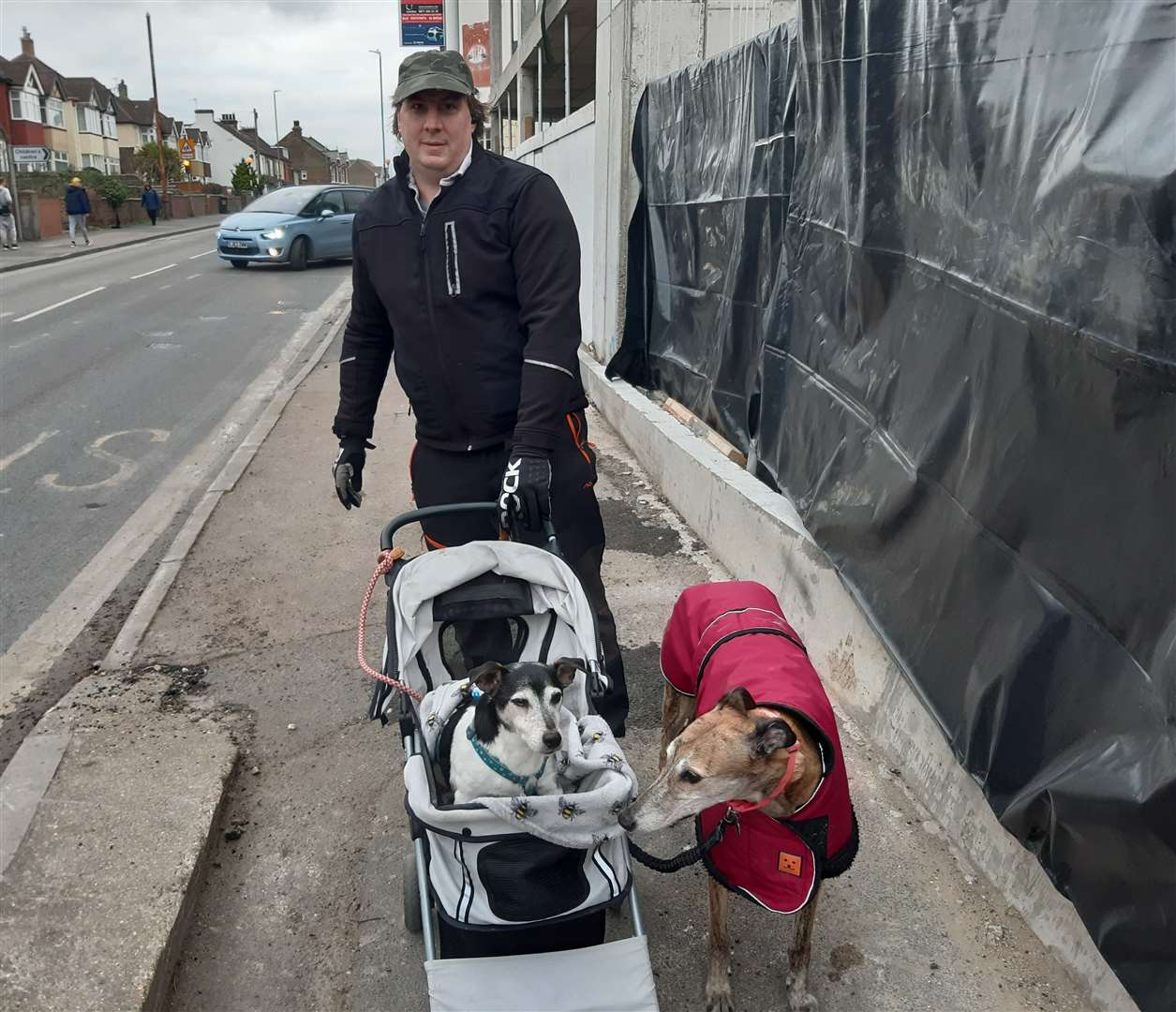 Gravesend resident Steven Bower says the bus stop has posed problems while out walking his dog in a pet stroller. Picture: Sean Delaney