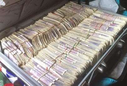The money seized from the property. Picture: Kent Police