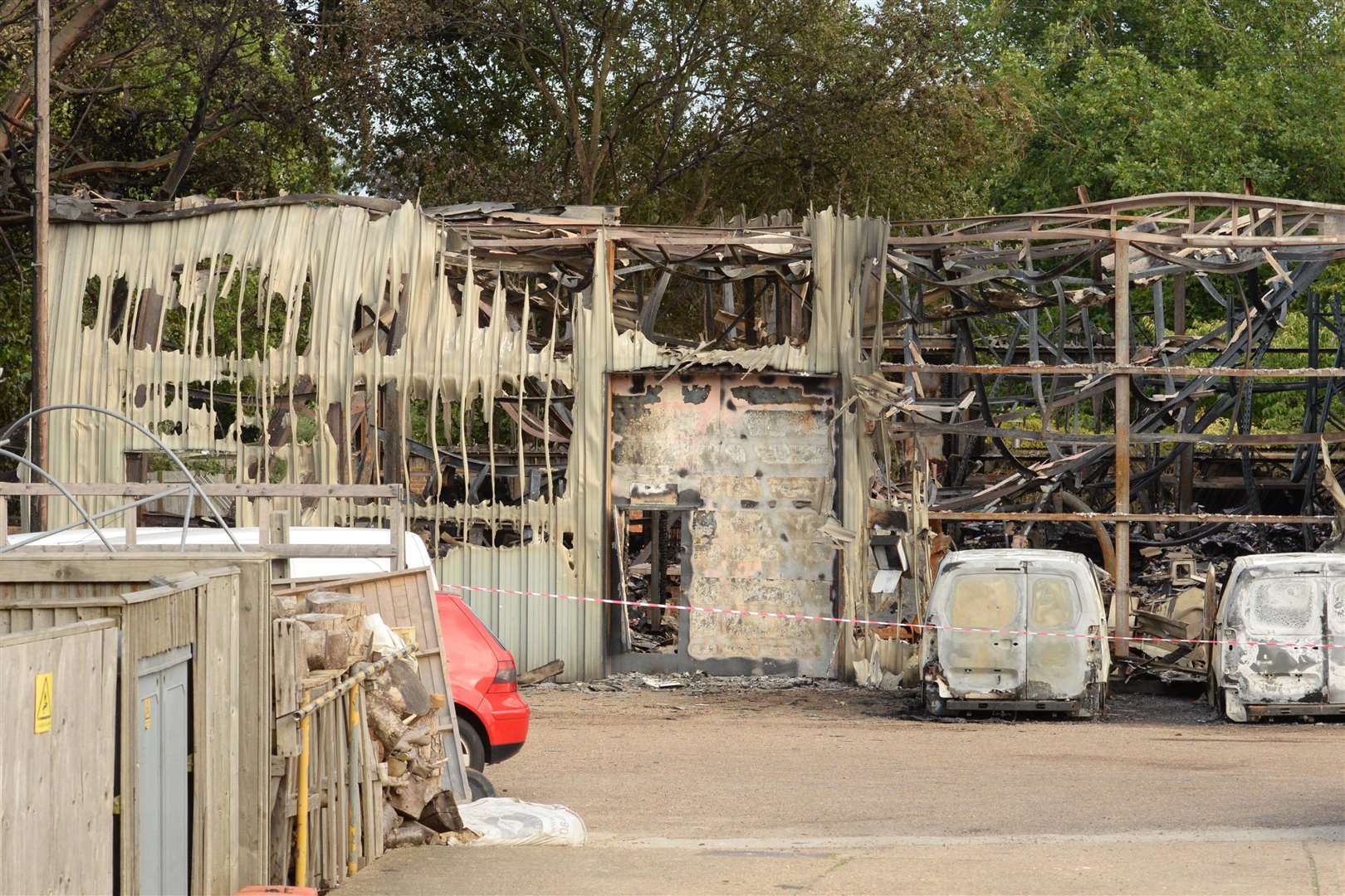 The burnt out industrial unit in Builders Square, Littlebourne. Picture: Chris Davey (4046982)