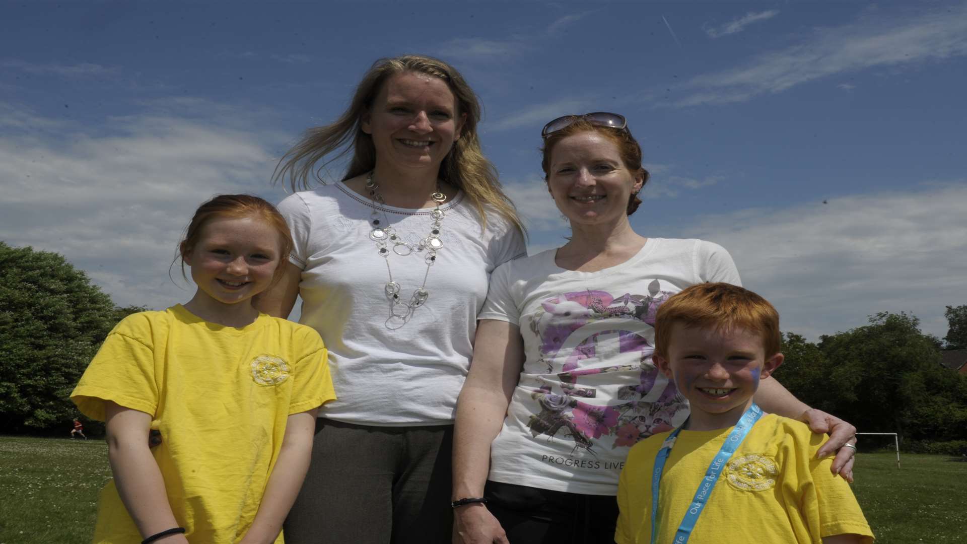 Stephanie Quantick with children Amelia and Stanley with Head, Karen Sandberg