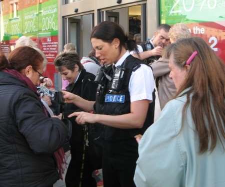 Police offer advice to shoppers in Week Street. Picture: Kent Police