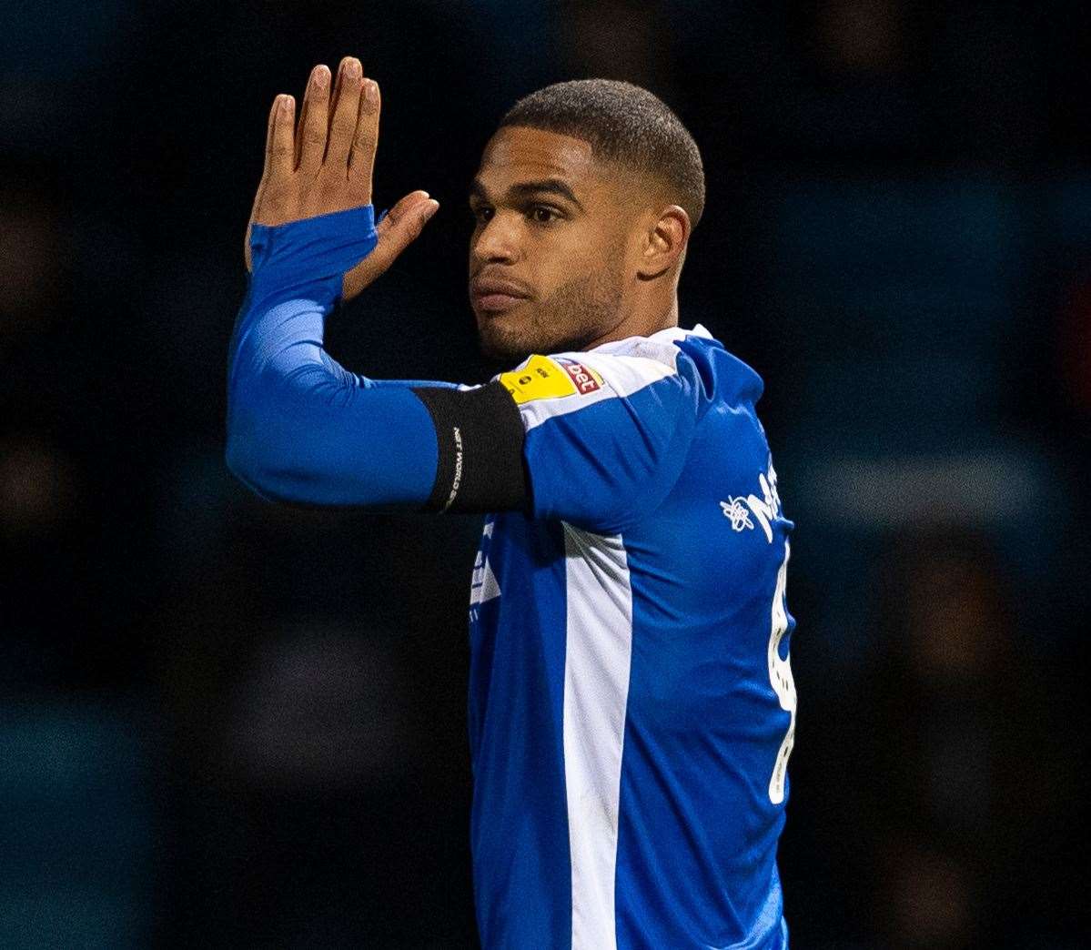 Mikael Mandron applauds the Gills fans at the final whistle on Saturday Picture: Ady Kerry