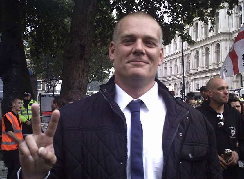 Davey Russell on an English Defence League march