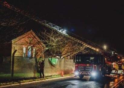 Fire services at the scene last night Photo: LKJ(c)