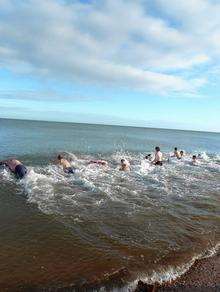 Rochester Swimming and Lifeguard Club's annual arctic dip off the Minster Leas