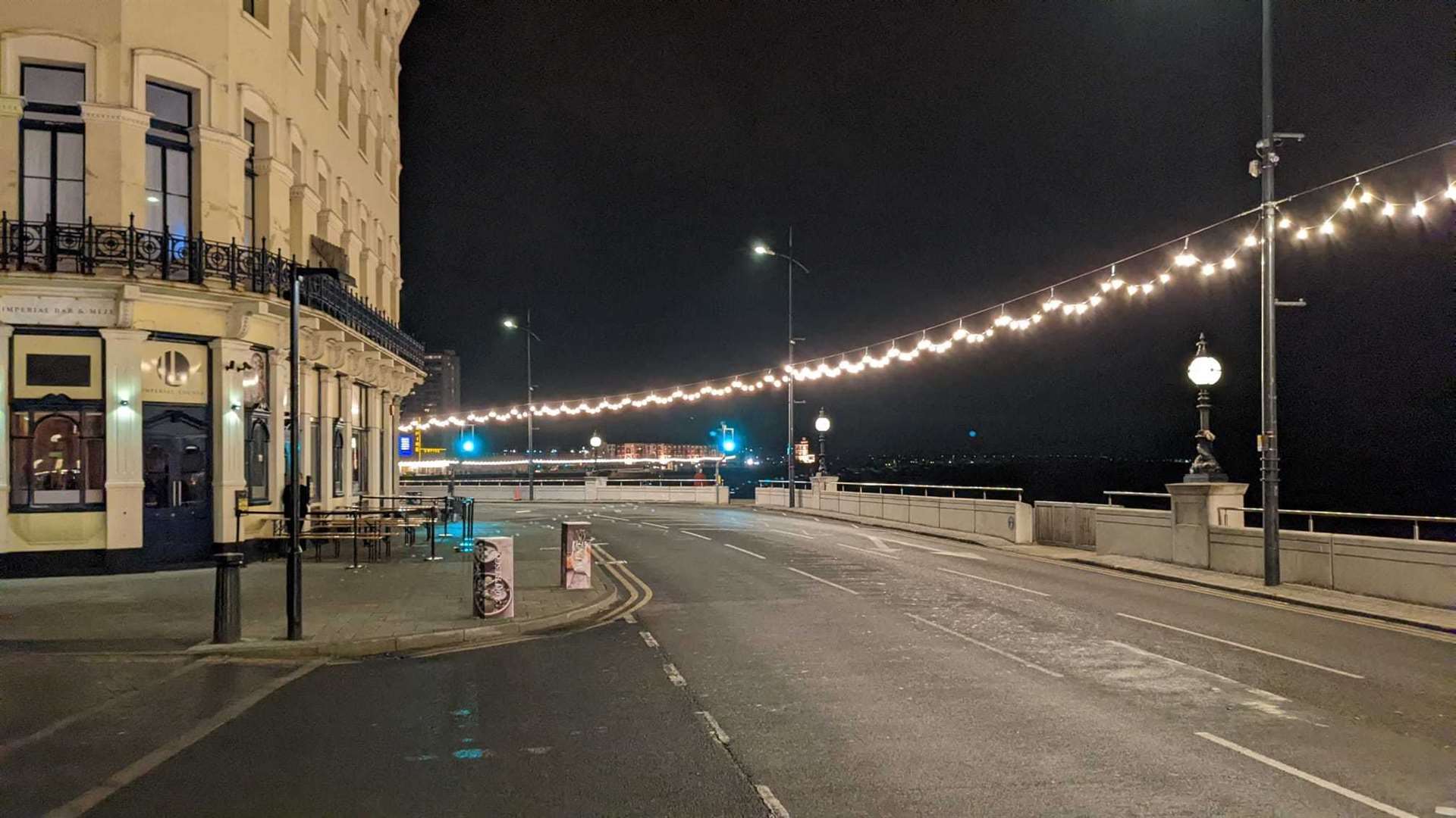The Margate lights put up for Empire of Light filming. Picture: Rob Yates
