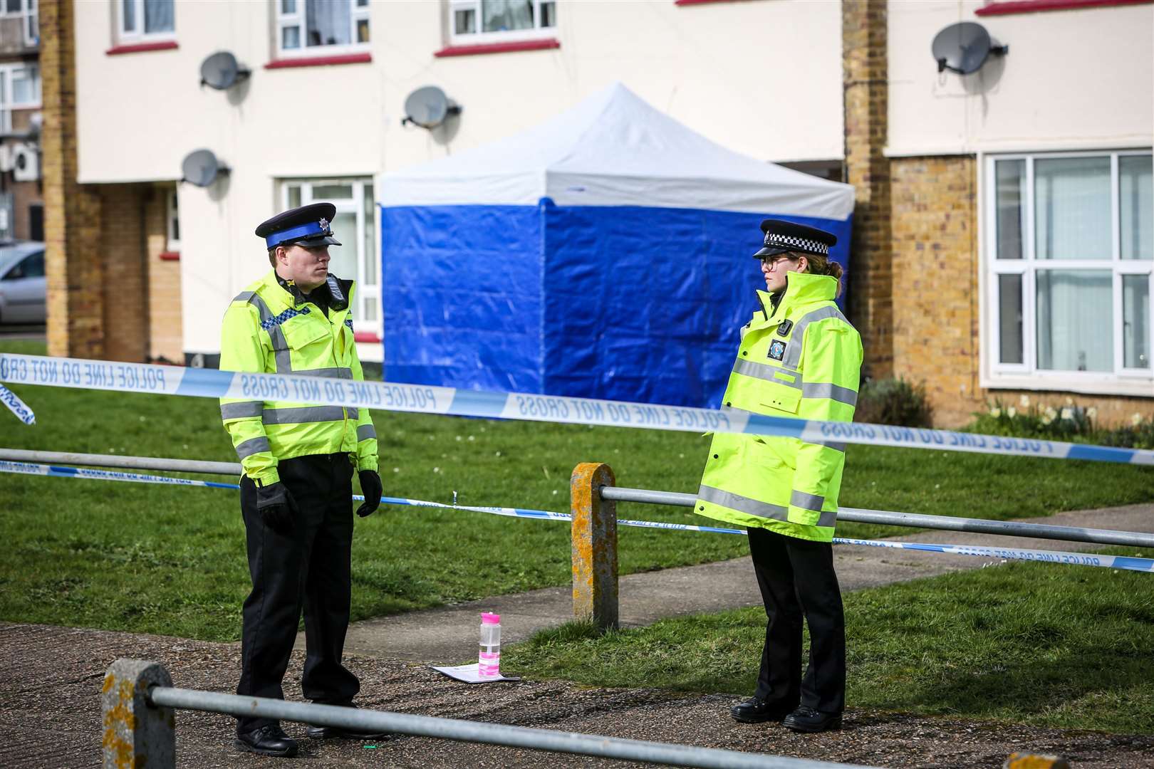 Police at the scene of a murder enquiry at Winchester House, Cambridge Crescent, Shepway, Maidstone. Picture: Matthew Walker