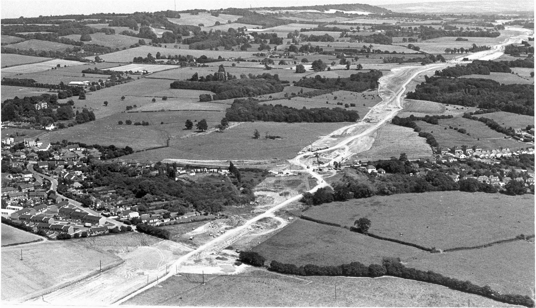 And two years later... the M26 being built near to Wrotham in 1980. Construction of the 10-mile stretch of motorway began in 1977