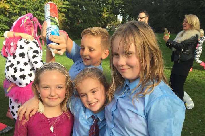 Daughter Piper, 10, in pink, at the fun day with friends.