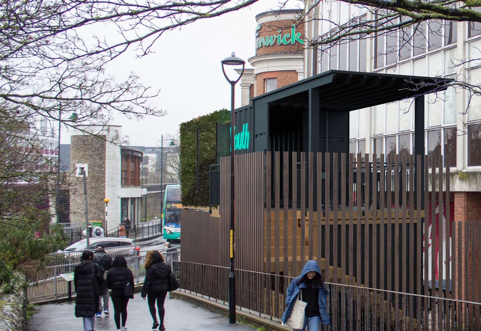 Built out of shipping containers, the design for the Canterbury youth area takes inspiration from Boxpark centres. Picture: City Impact/Clague Architects