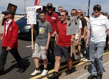 Protestors march against the planned closures of delivery offices in Whitstable and Herne Bay