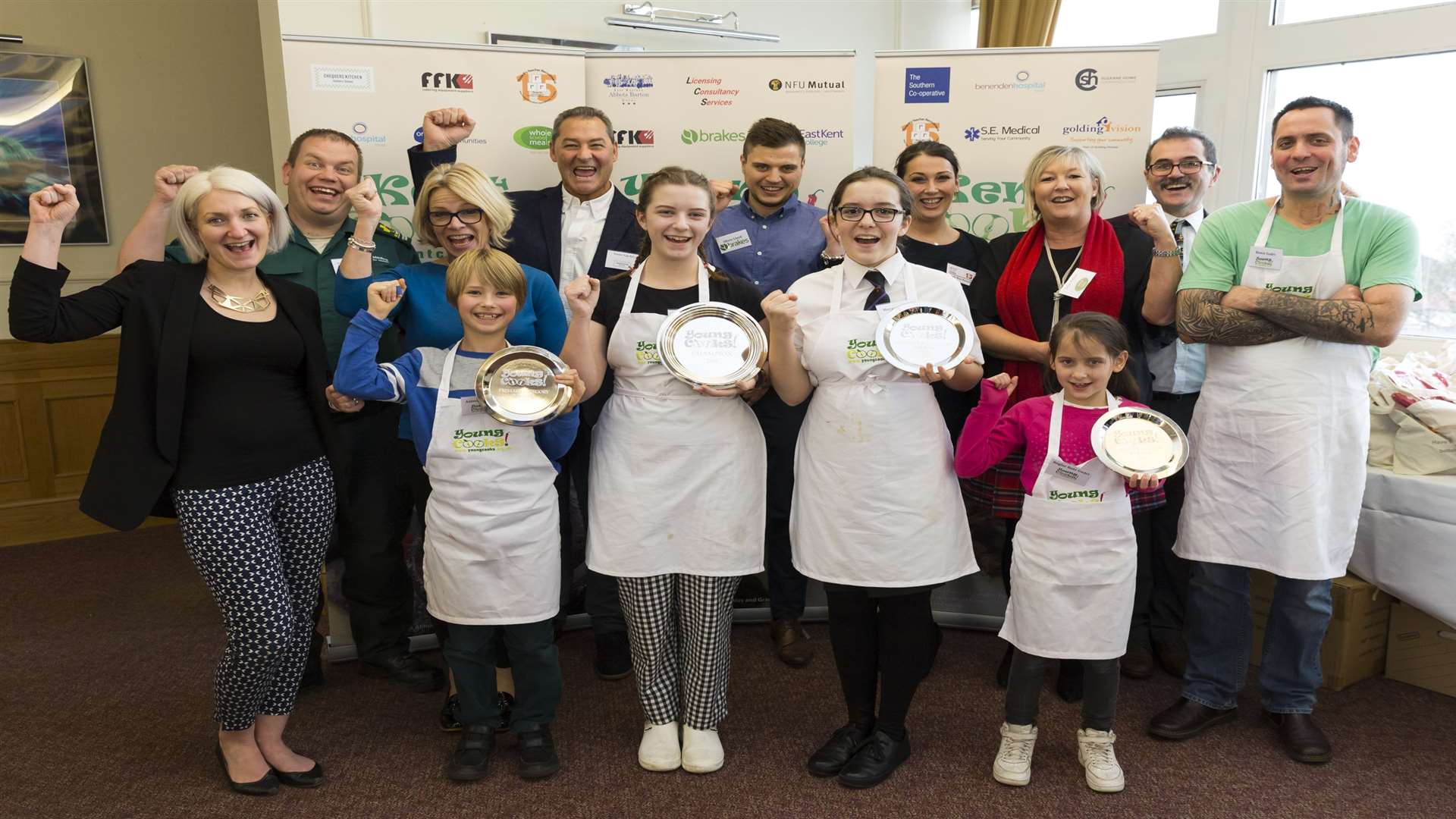 From left, Antonin Cocoran, Charlotte Fife, Morgan Kinch, and Boglar Bote Godri, winners of the Young Cooks 2018 contest at East Kent College, Thanet.