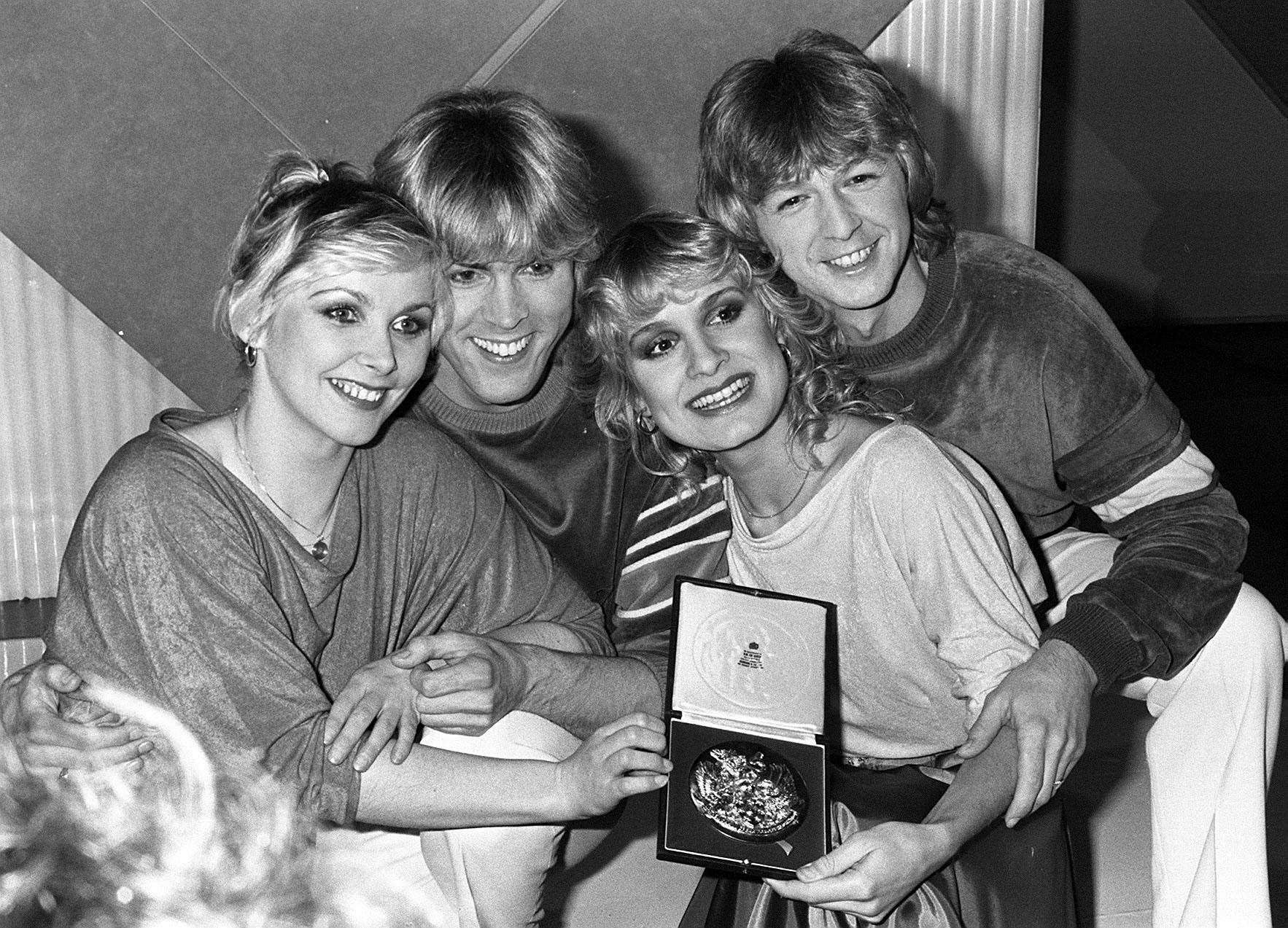 Bucks Fizz following their Eurovision Song Contest victory in 1981 - but can they win tonight's vote? Picture: PA