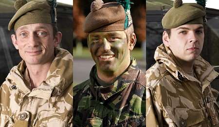 Left to right: Major Nick Calder, 2nd Lt Alexander Barclay and Cpl Shaun Whitehead.