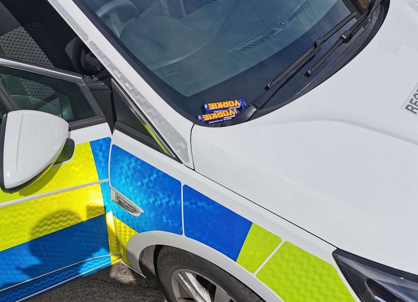 Police in Ashford found Yorkie bars had been placed on their windscreen