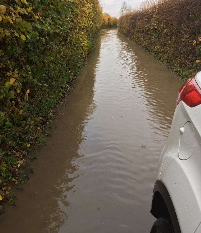 Roads in Sellindge have become completely flooded