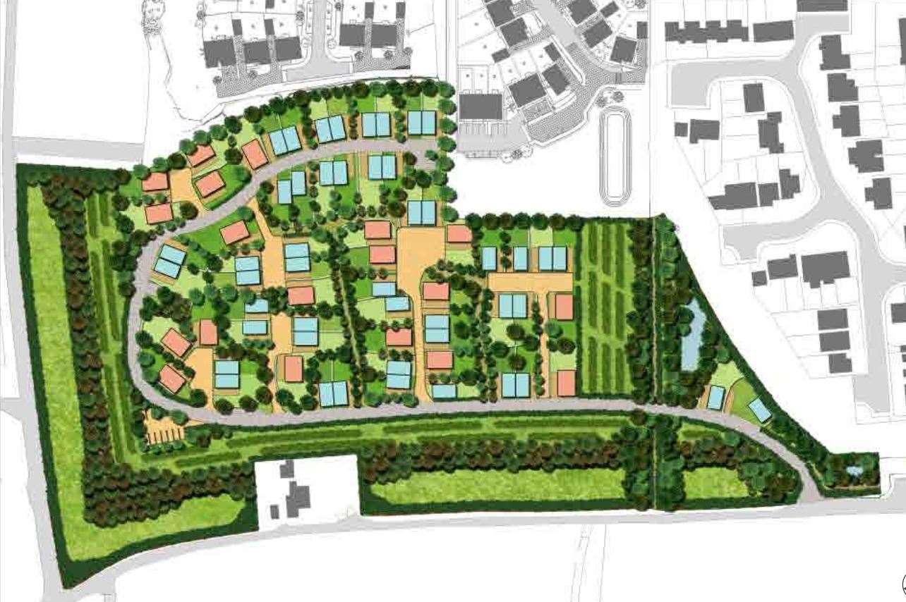 An aerial view of 66 homes proposed off Meresborough Road, Rainham. Picture: Pod Architects