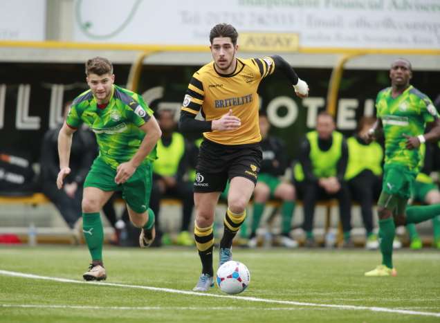 Maidstone midfielder Dan Sweeney get his side moving Picture: Martin Apps
