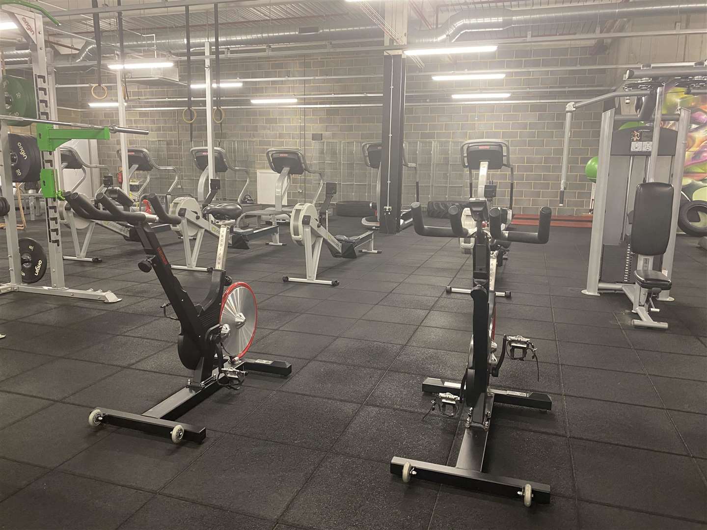 Jay's gym has been redesigned to adhere to social distancing rules.