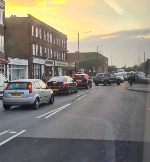 Drivers queuing up in Northdown Road, Margate this morning. Picture: Leeroy Cousins/Facebook