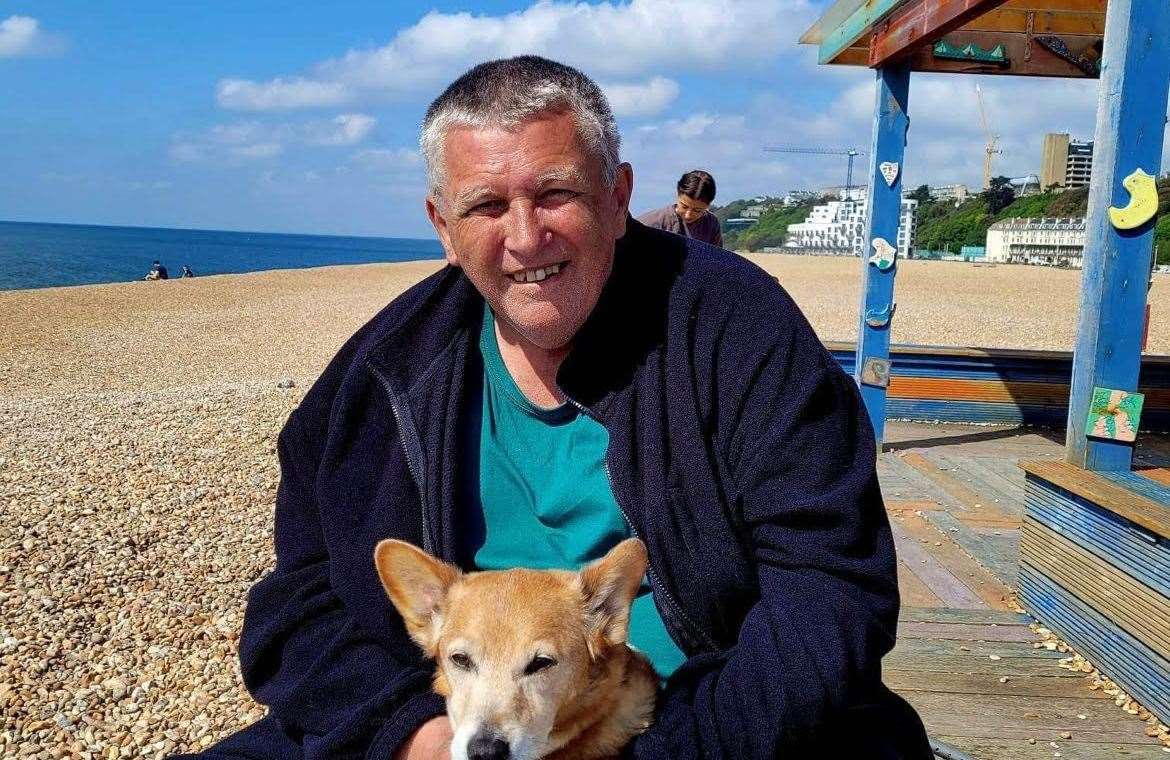Stephen West, pictured with his dog Jack, says Folkestone needs bigger bins near the beach