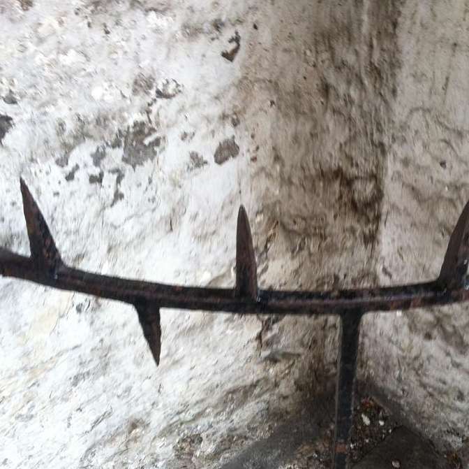 The remaining metal spike fence, similar to one Yvonne was impaled on