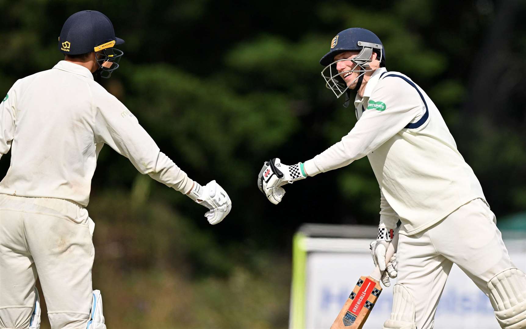 Ben Chapman, pictured reaching 50, shared a 182-run stand with Rory Smith in Sandwich’s Kent League Premier Division win at Blackheath on Saturday. Picture: Keith Gillard