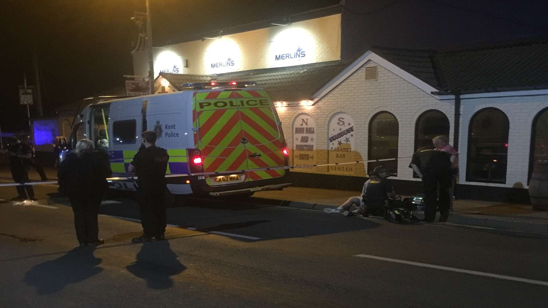 Police van outside Merlin's nightclub