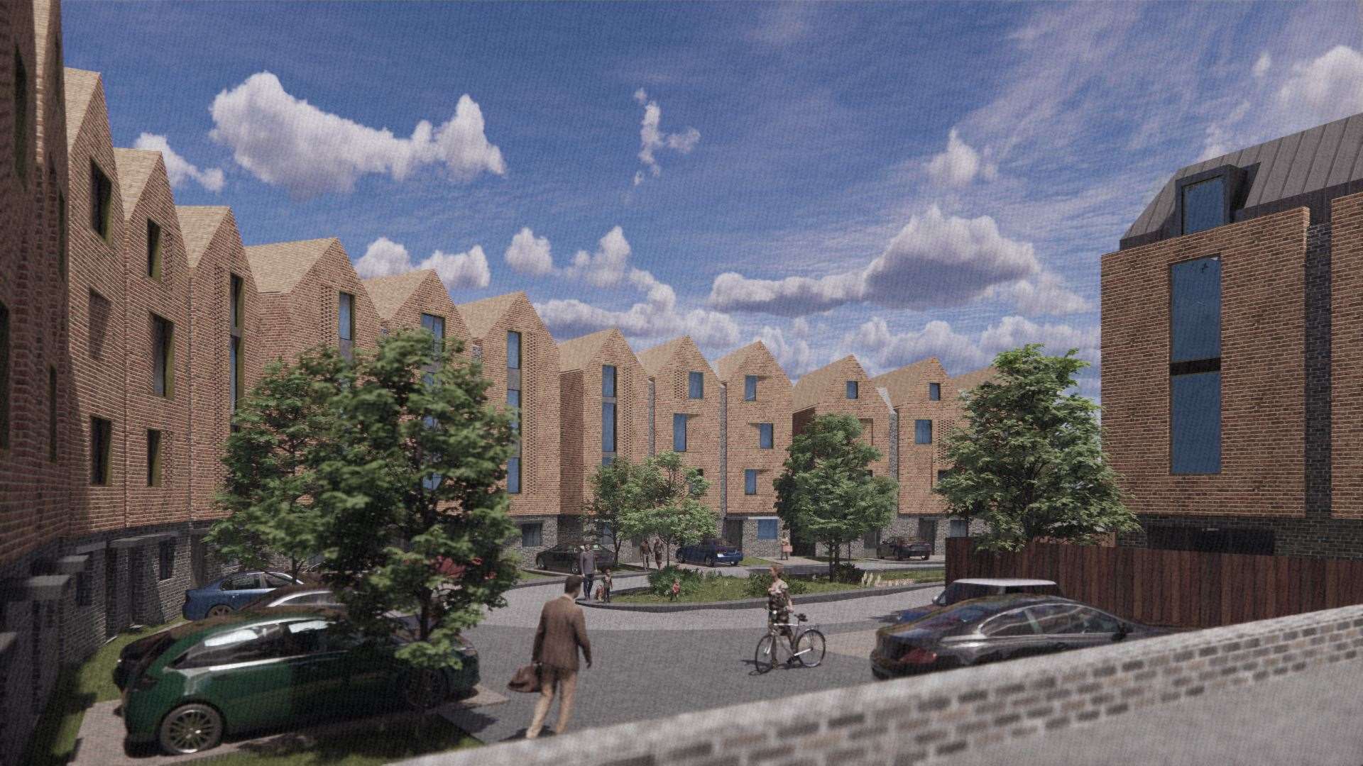 The houses will form a crescent shape and sit behind the main hospital building. Picture: Hollaway