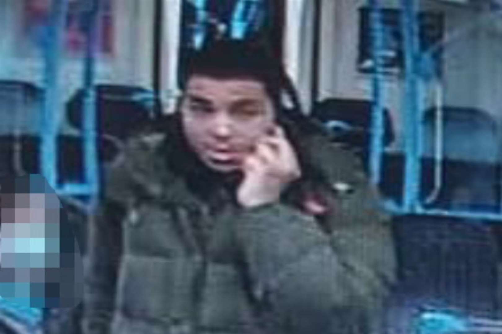 Courtney Cann pictured on train CCTV. Picture: Kent Police
